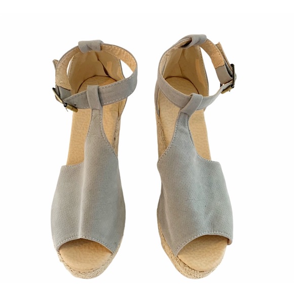 Faux Suede Blue Espadrille, Buckle Closure, 37 - Picture 2 of 5